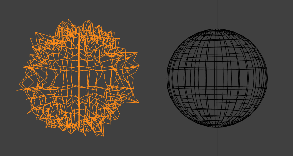 Balls with displacement (wireframe)